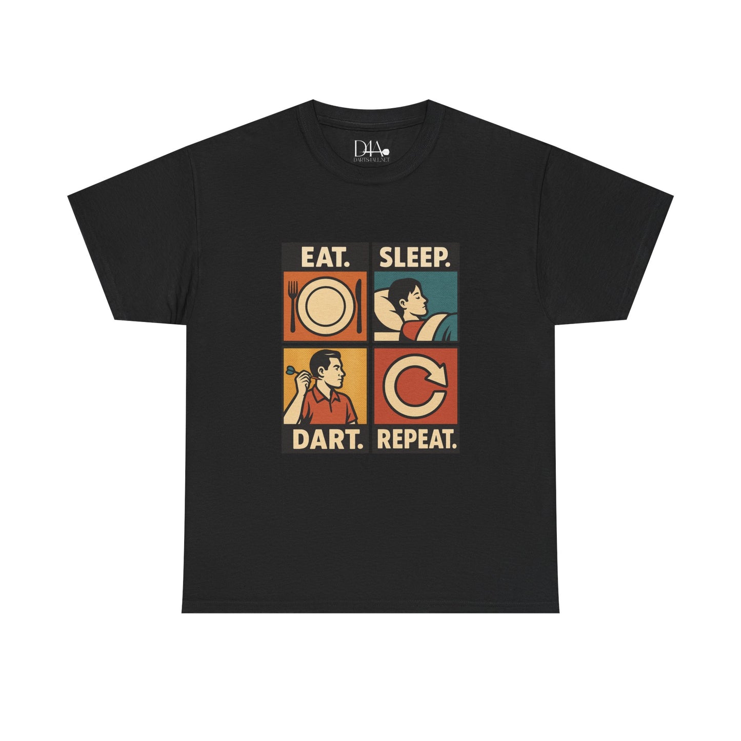 Eat Sleep Dart Repeat Vintage Comic T-Shirt - Darts4All