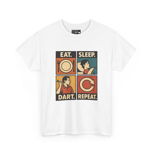 Eat Sleep Dart Repeat Vintage Comic T-Shirt - Darts4All